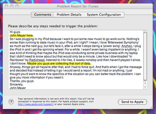 Illustration for article titled Steve Jobs' Music Poster Boy Reports iTunes Problem, Wonders If Apple Spies Him